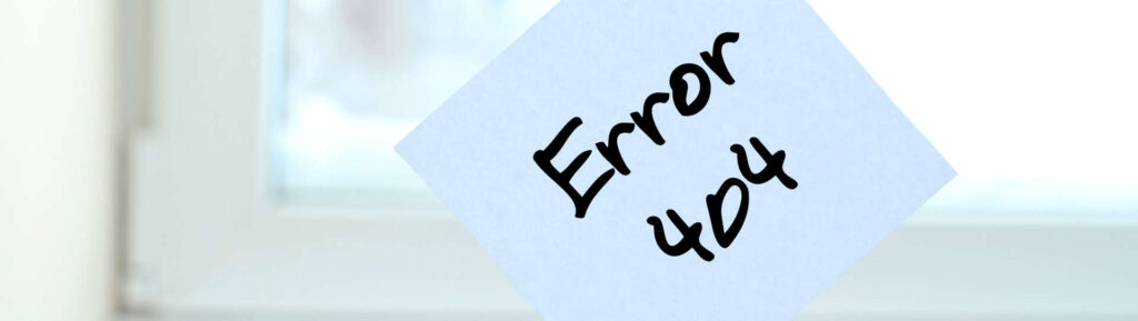 Post it branco escrito erro 404.