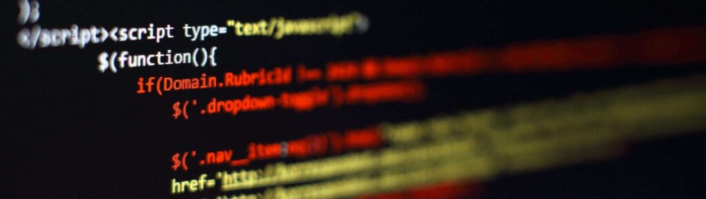 Código de programação representando otimização de SEO para empresas.