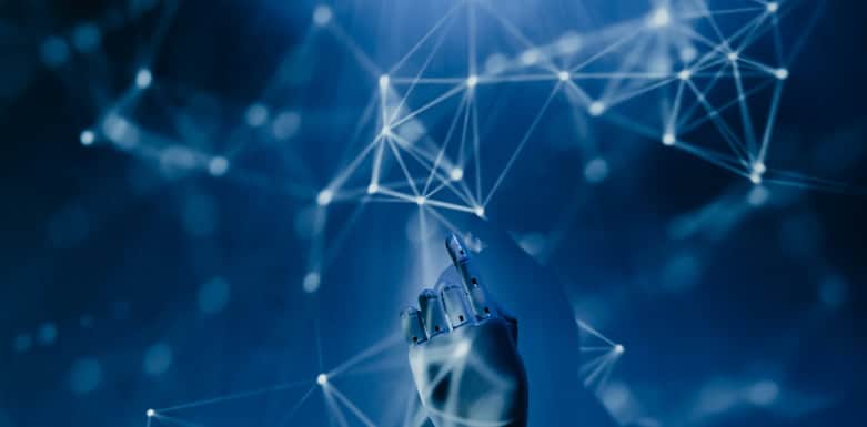 Como a AI Overview pode afetar o tráfego orgânico? Imagem de mão robótica